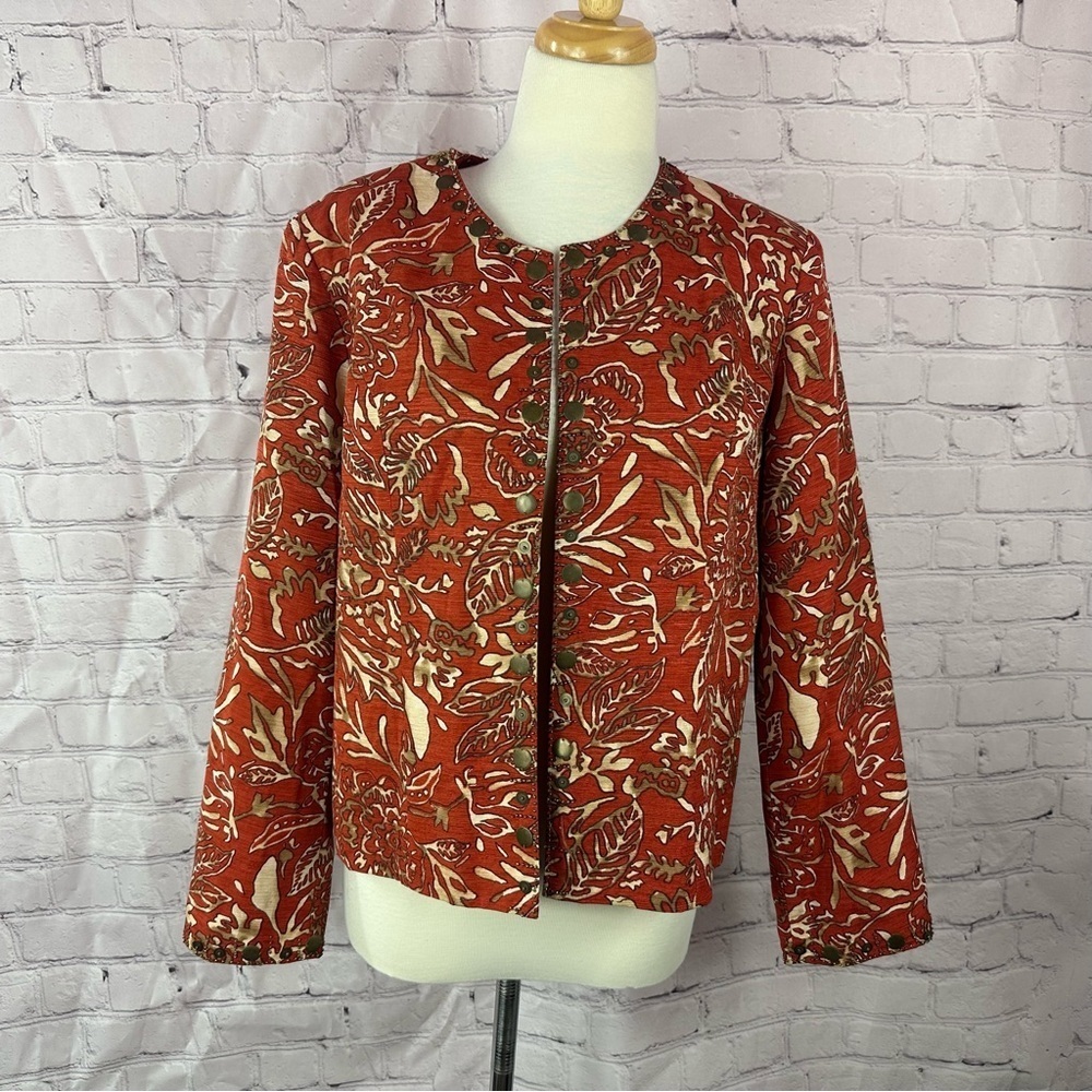 vtg trenz by theresa renz botanical print Jacket women L artistic boho cottage